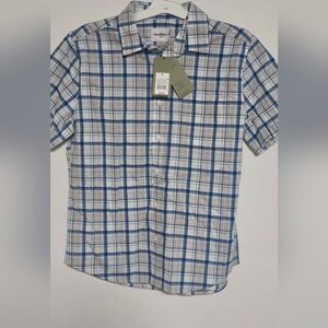Goodfellow & Co White and Blue Plaid Casual Shirt